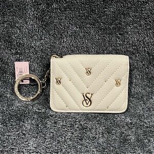 Victoria's Secret foldable card case keychain cream New